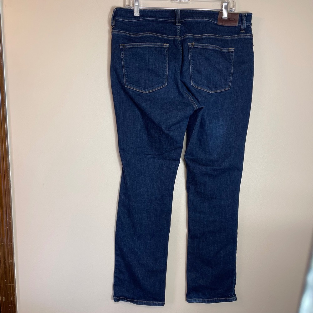 Lauren Ralph Lauren Modern Straight Curvy Jeans Dark Indigo Size 14 Stretch